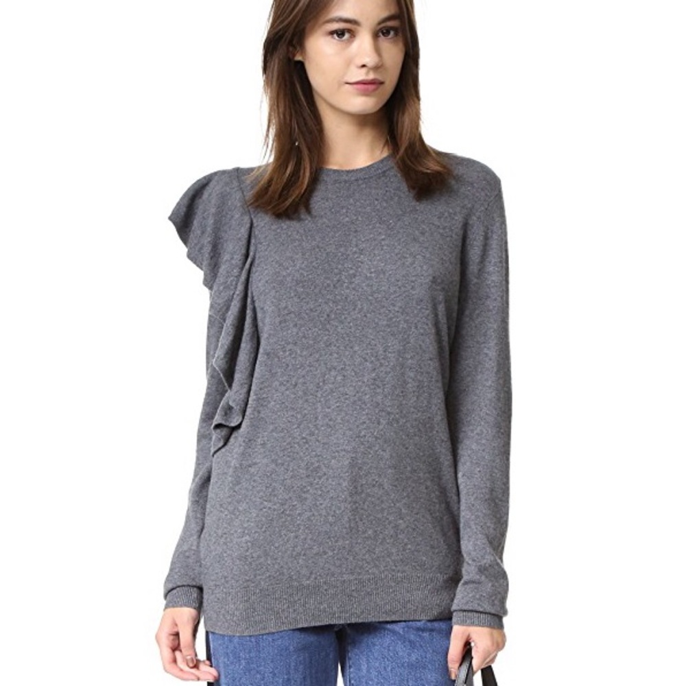 NWT Elizabeth and James Grey Orly Ruffle Sweater Gray Wool Top $275 Nordstrom